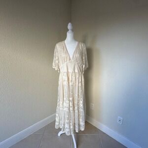 Baltic Born NWT Clarisa Lace Dress Womens XL Creme Boho Wedding Bridesmaid